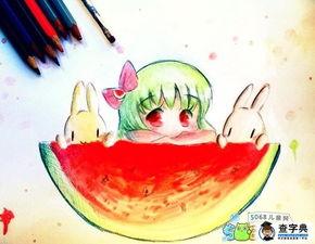 吃瓜创意绘画,创意绘画中的夏日风情